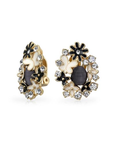 Bling Jewelry Flower Clip-On Earrings Non-Pierced Ears