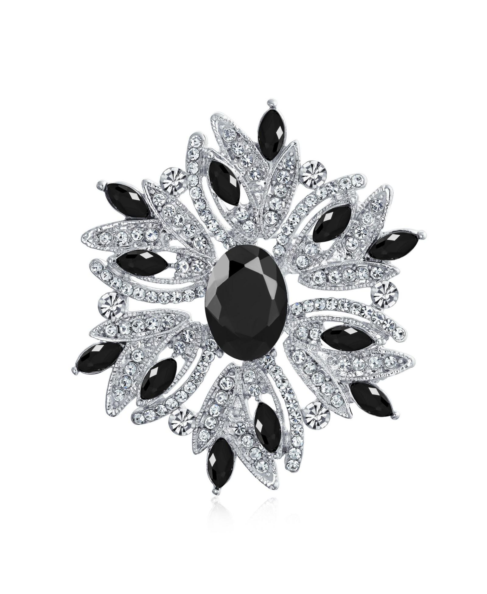 Bling Jewelry Gemstone Crystal Flower Art Deco Brooch Pin Scarves