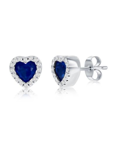 Серьги-гвоздики Simona Sterling, Sapphire CZ Heart