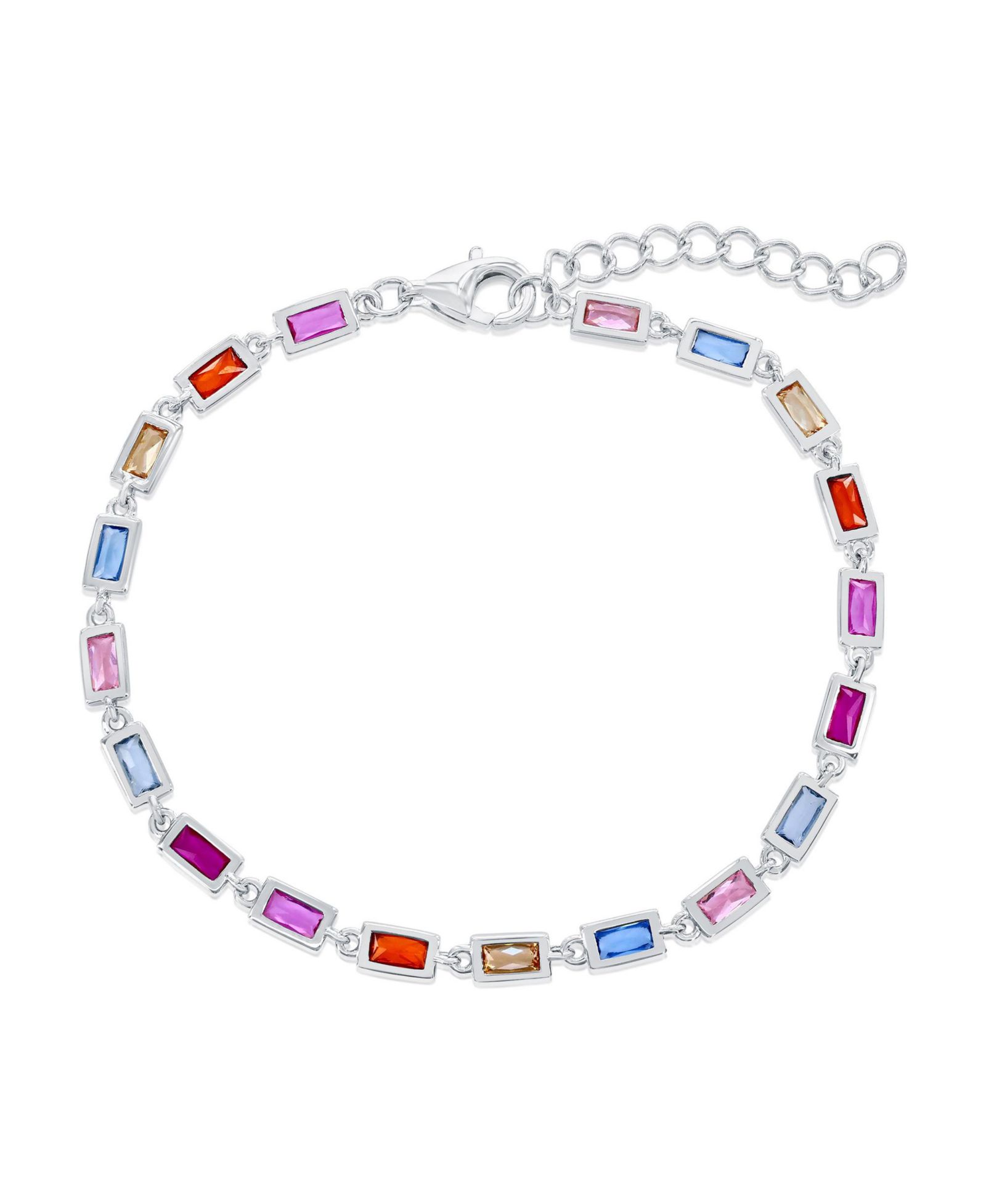 Браслет Simona Sterling, Multi-Color Bezel-Set Rectangle