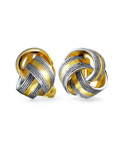 Bling Jewelry серьги клипсы с узлом любви, двухцветные, без прокола