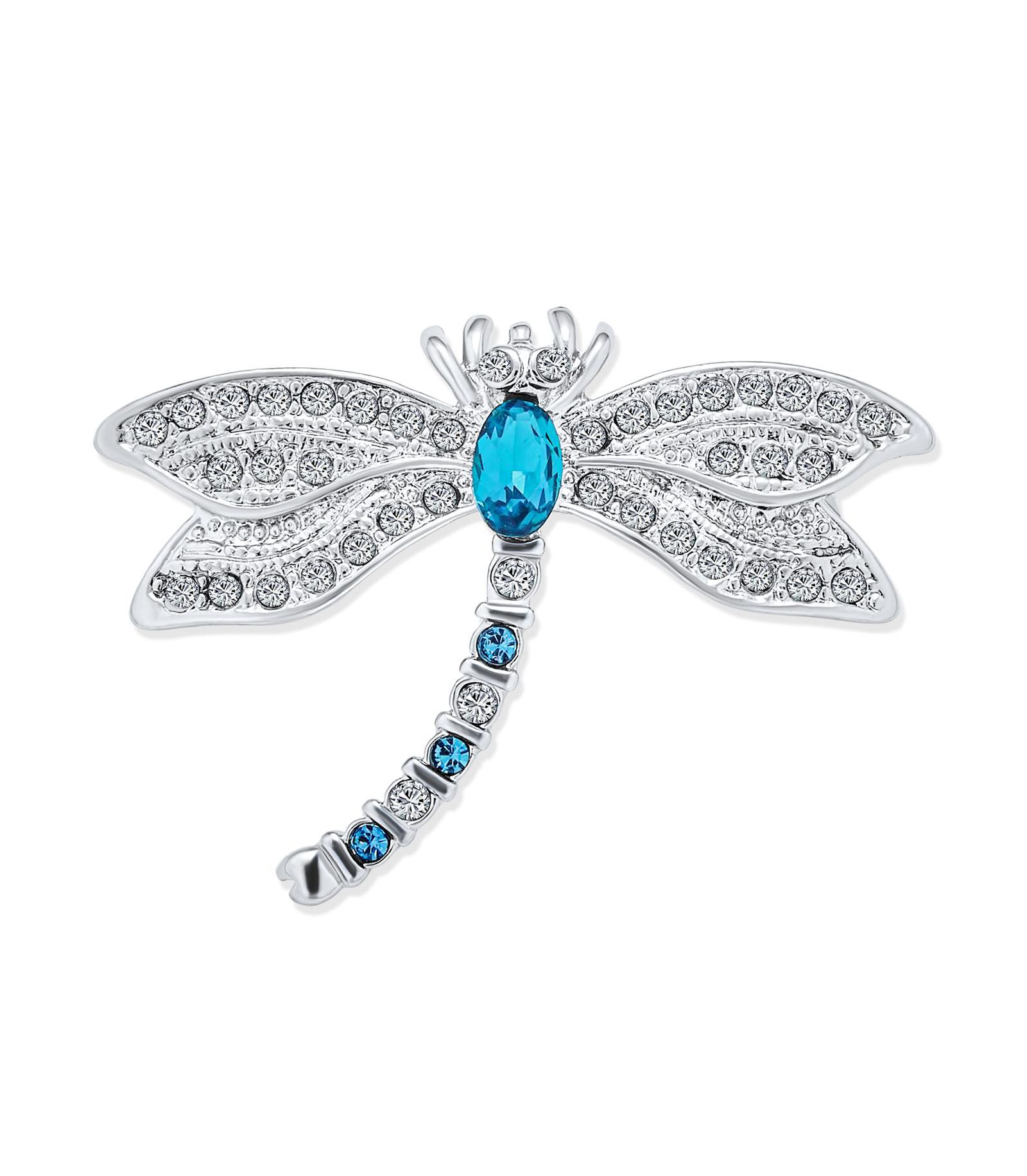 Bling Jewelry брошь-значок в виде стрекозы с синим CZ