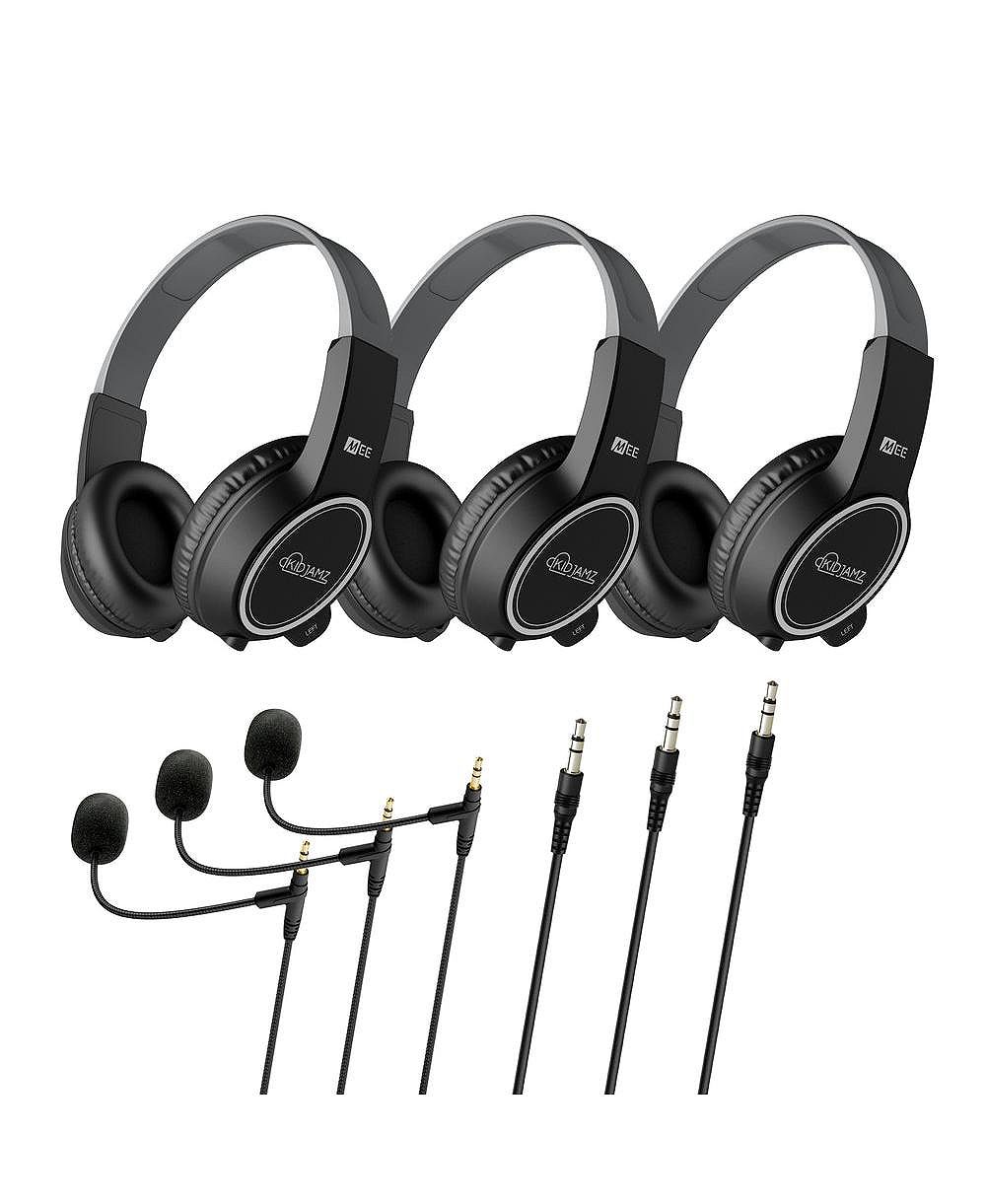 Mee Audio KidJamz KJ35 Kids' Wired Volume-Limiting Headphones with Boom Microphone, 3-Pack