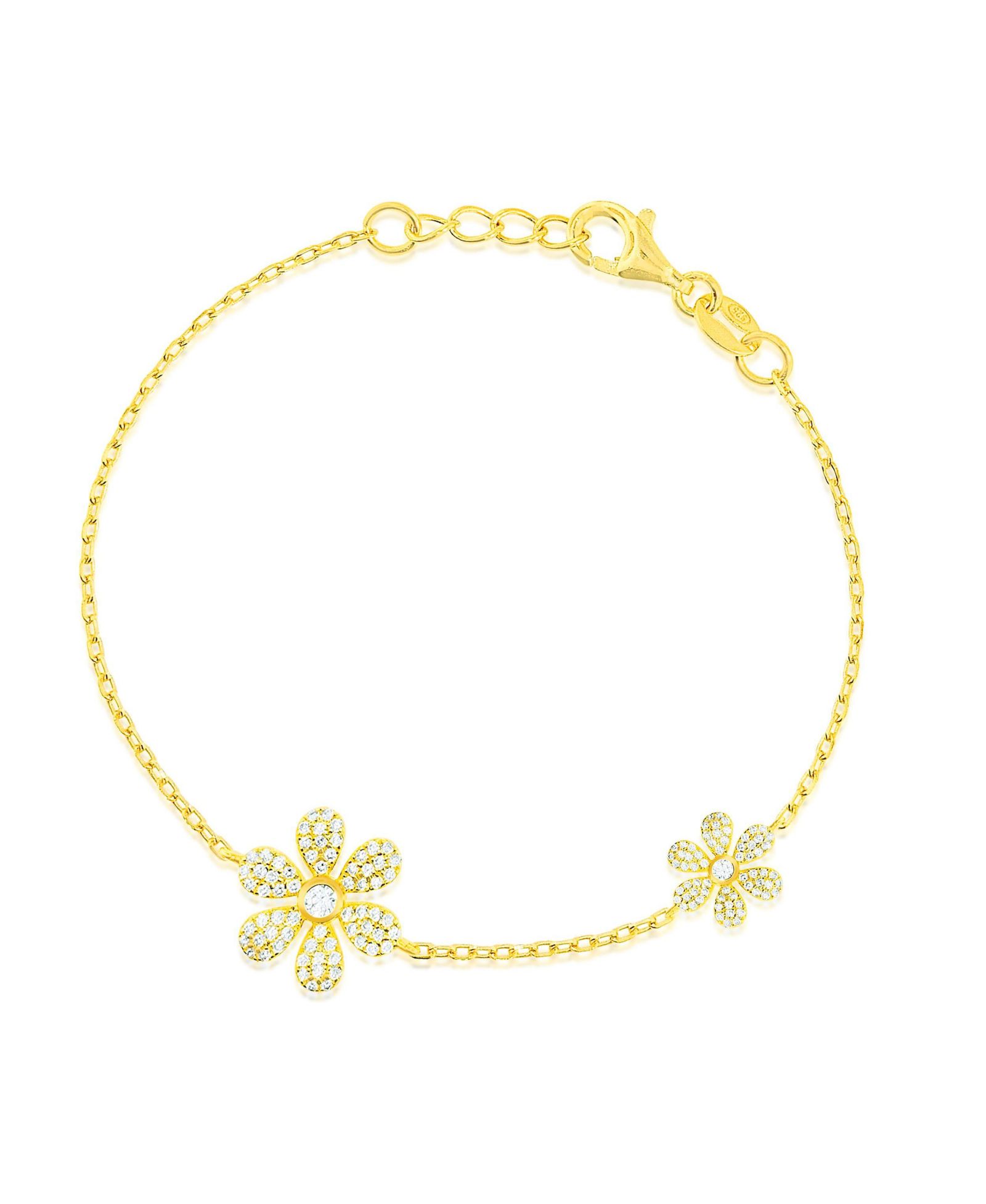 Браслет Etoielle Tone Double Flower Pave Cubic Zirconia