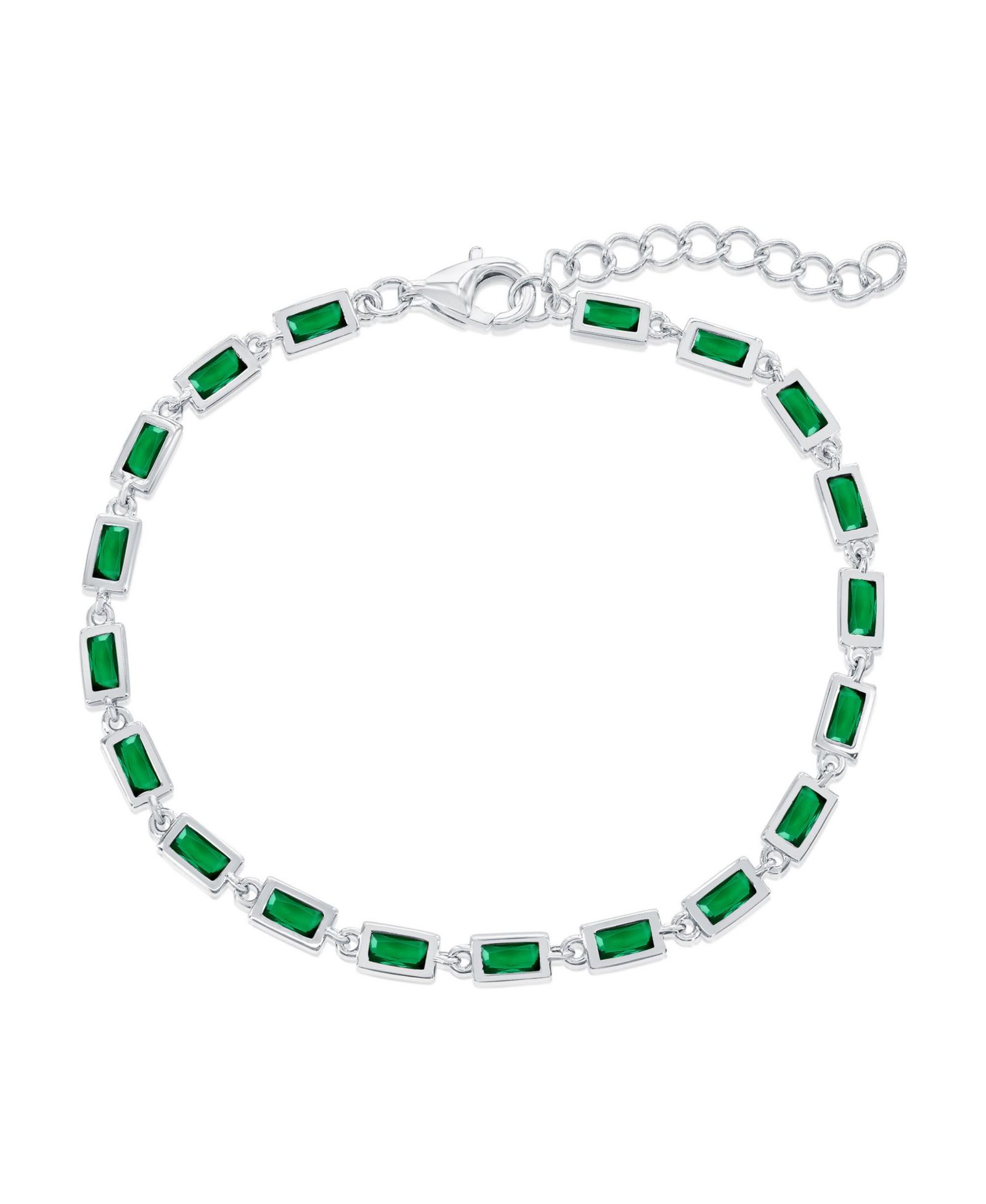 Браслет Sterling Emerald Bezel-Set Rectangle