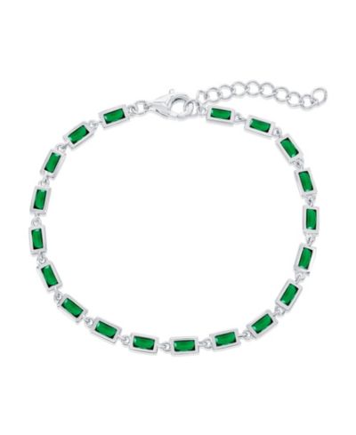 Браслет Sterling Emerald Bezel-Set Rectangle