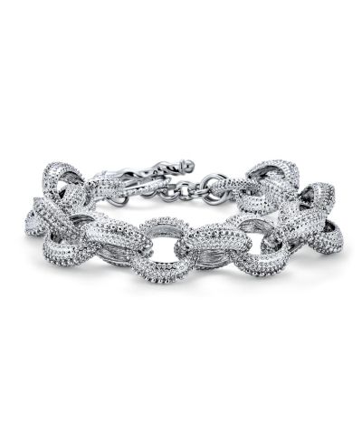 Bling Jewelry Браслет Statement Chunky Oval Link Chain Silver Toggle Clasp