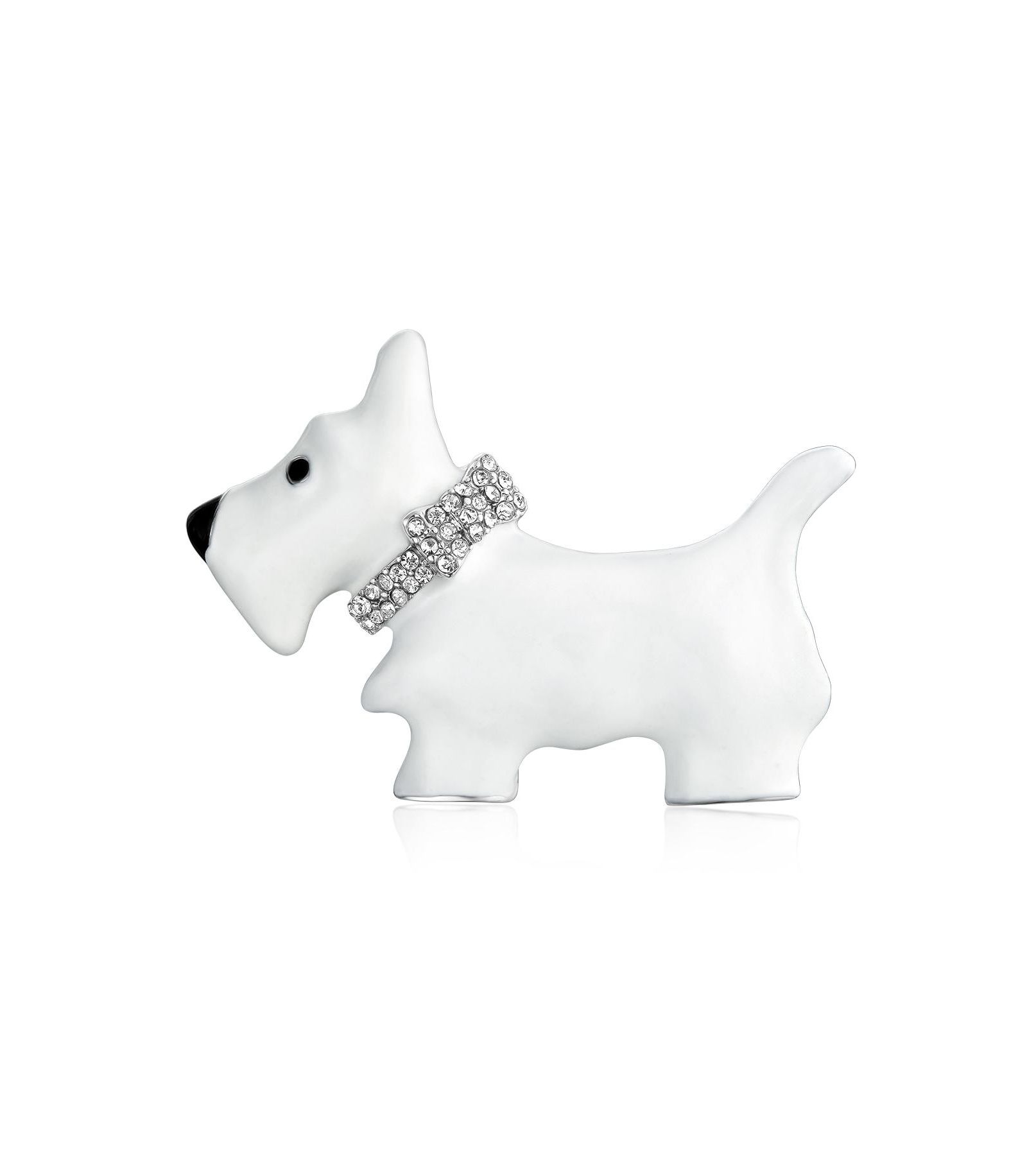 Bling Jewelry Large Statement Crystal Collar Terrier Dog Brooch Pin Silver Plated