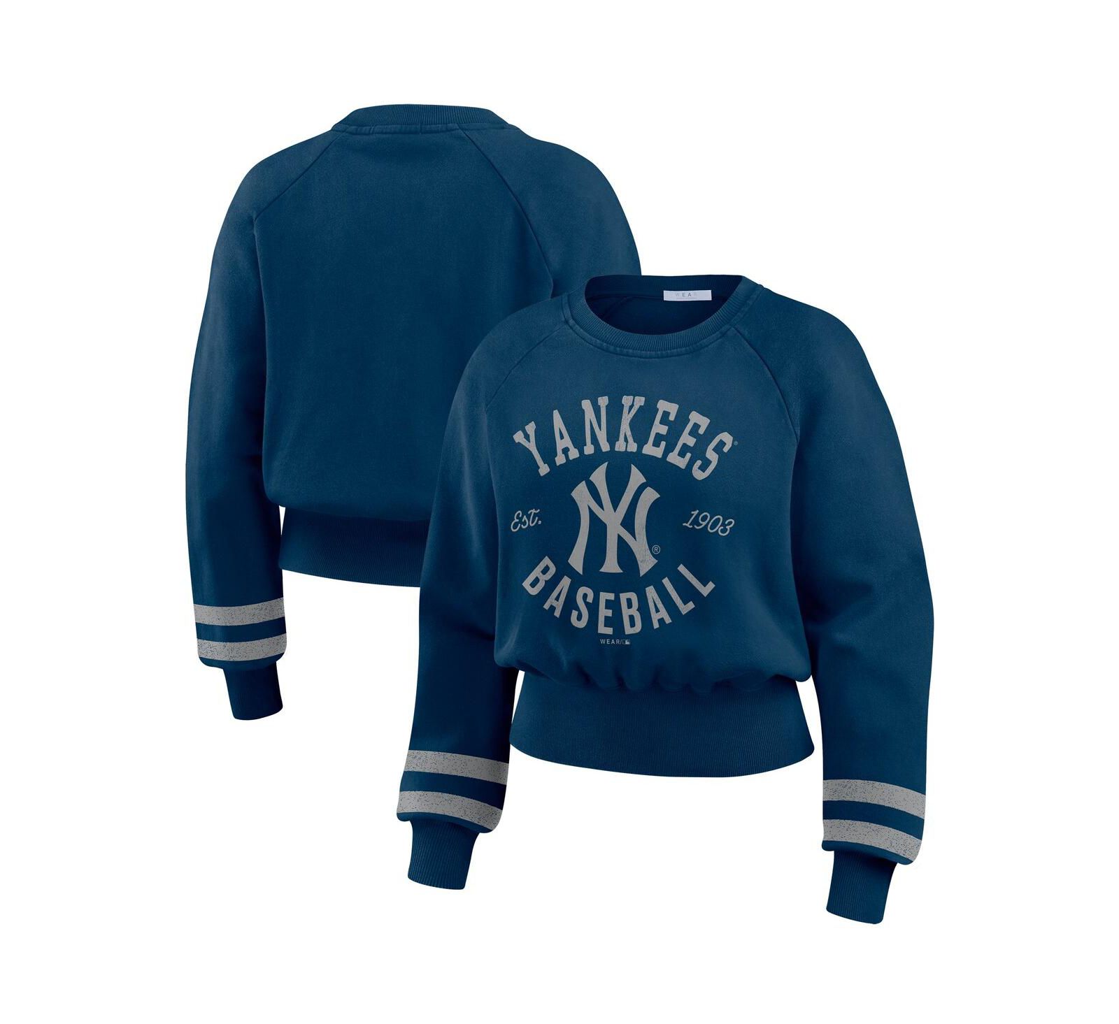 Женское винтажное укороченное свитшот WEAR by Erin Andrews New York Yankees в цвете Navy