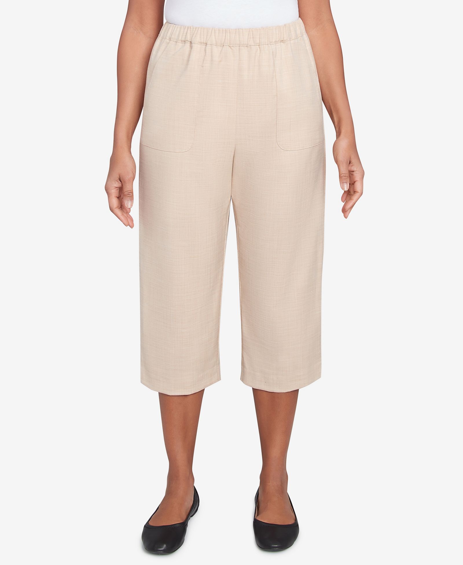 Alfred Dunner Women's Catalina Island Patch Pocket Elastic Waistband Capri Pants