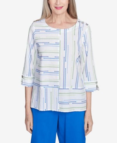 Женский топ Alfred Dunner Petite Parrot Cay Spliced Textured Jacquard