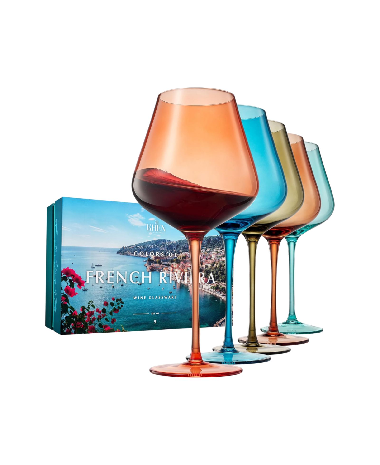 Набор из 5 бокалов для вина The Wine Savant Colors of French Riviera Coastline