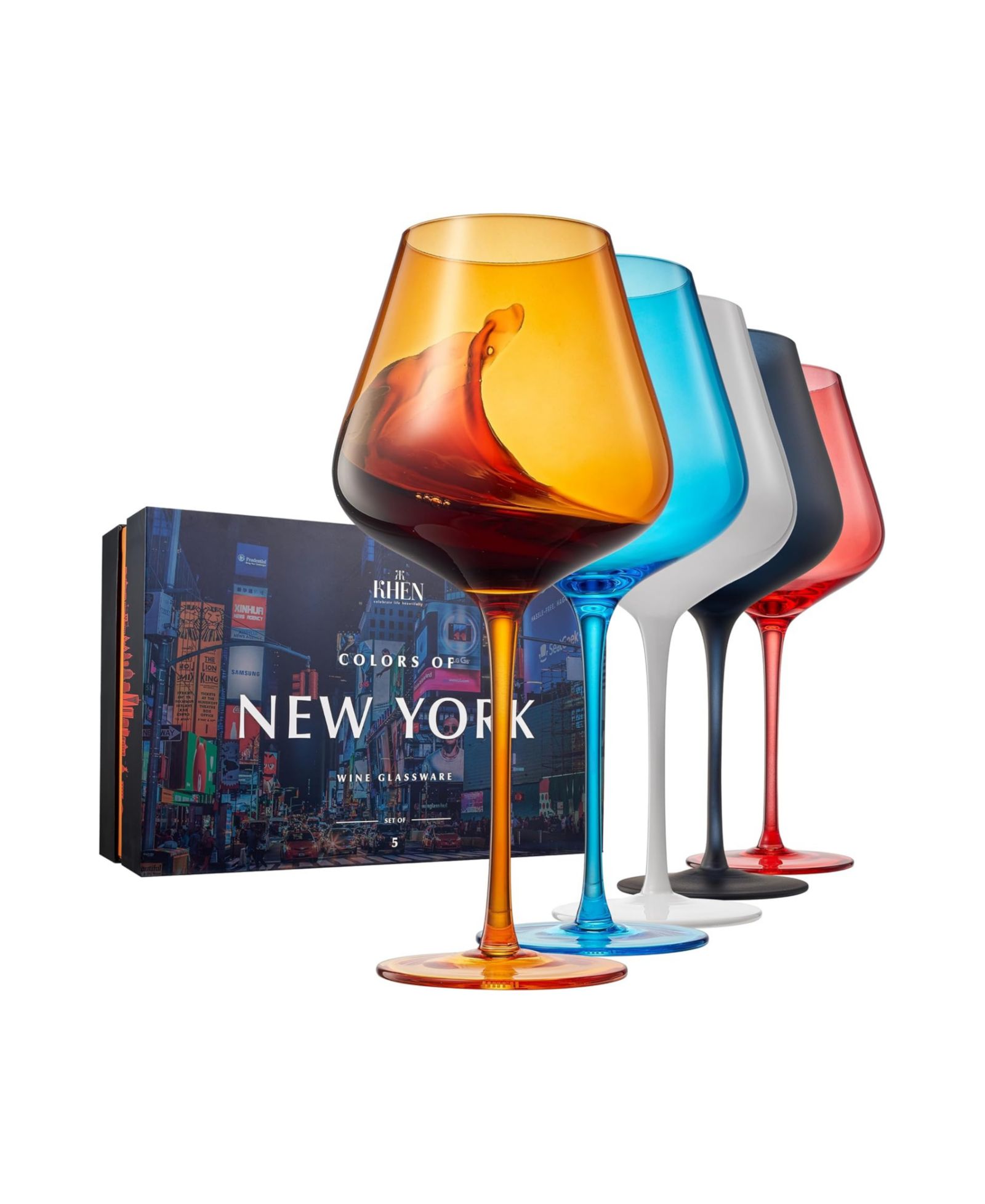 The Wine Savant бокалы для вина Colors of New York City, комплект из 5 штук