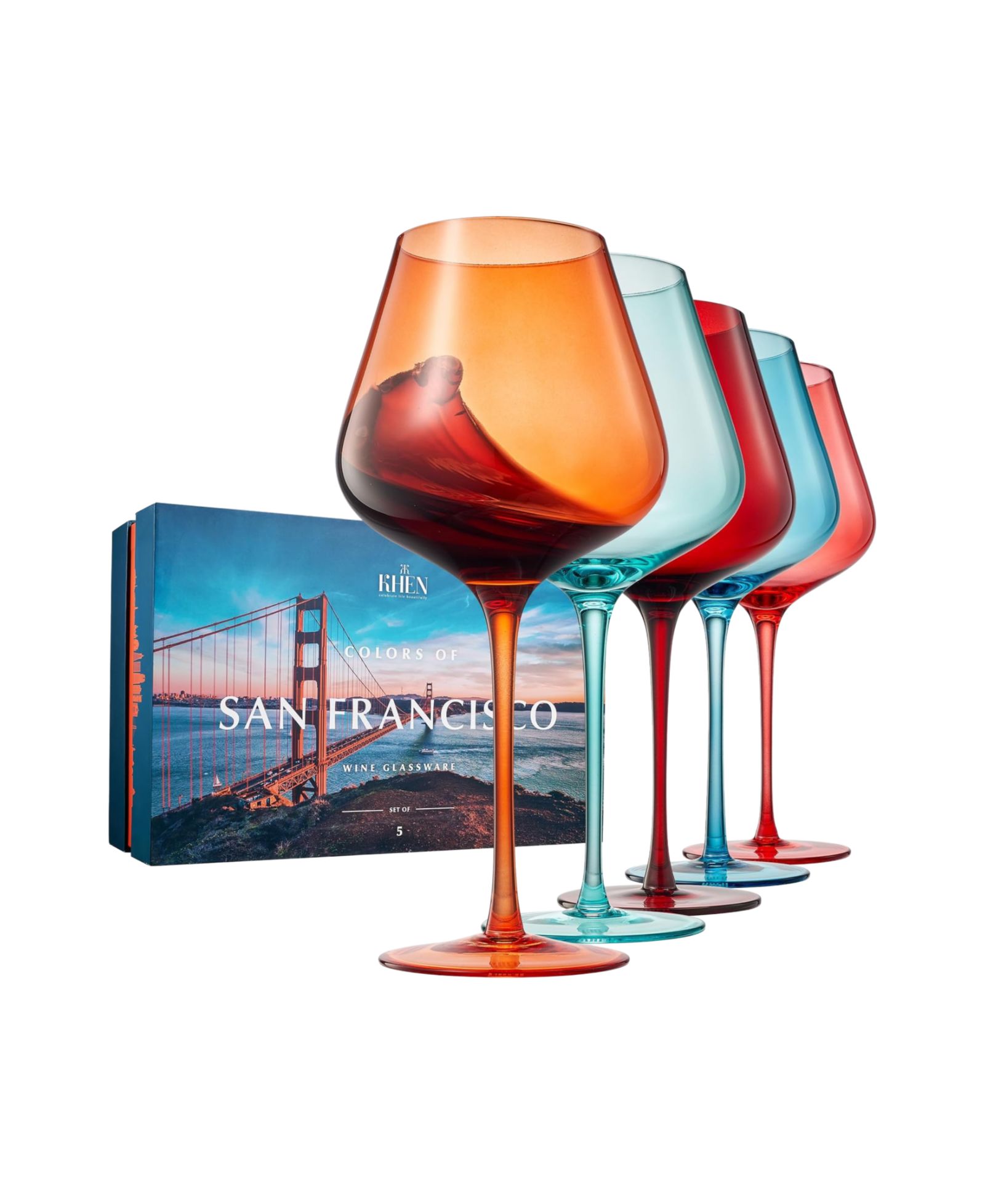 Набор бокалов The Wine Savant Colors of San Francisco, 5 шт