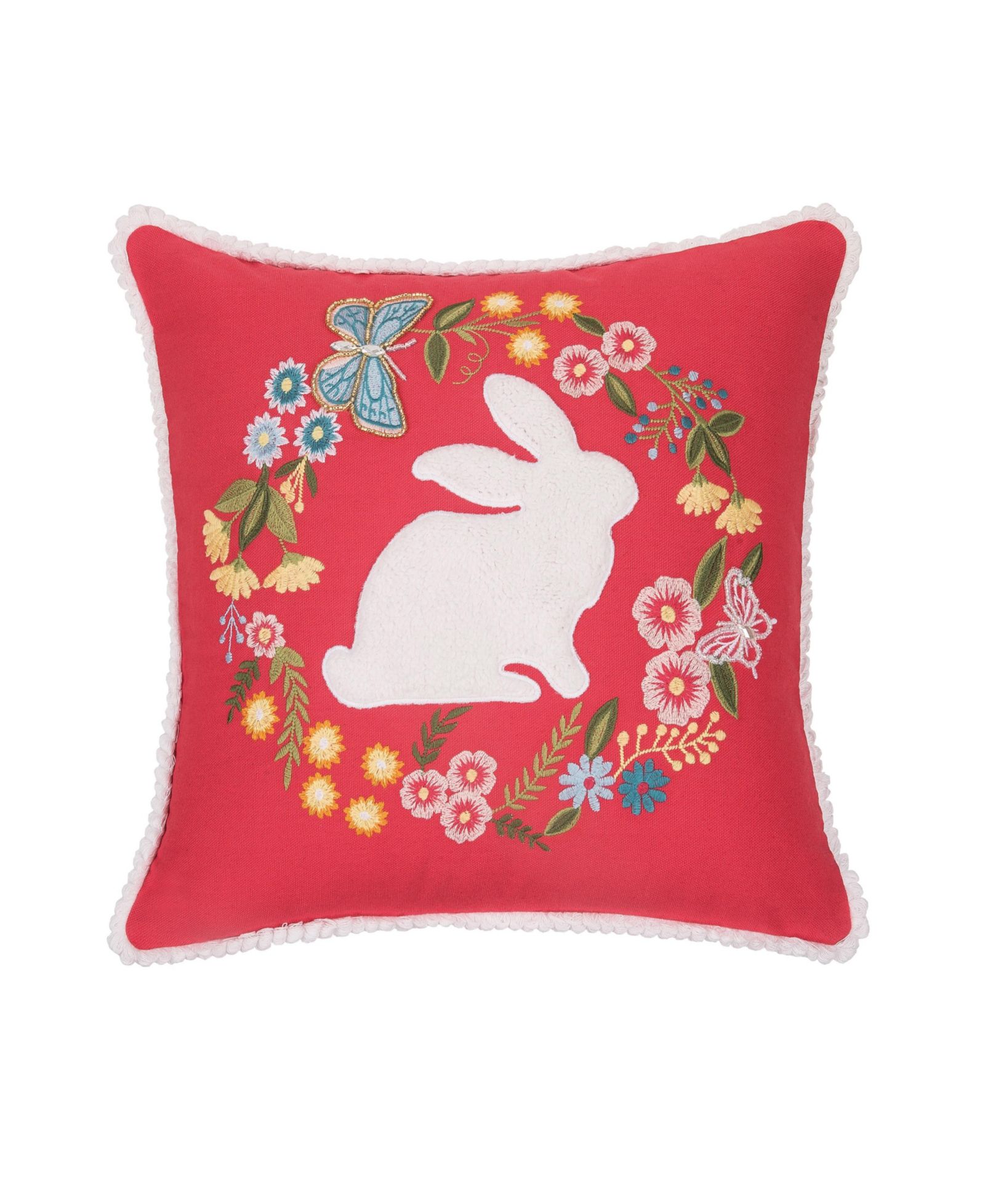 C&F Home декоративная подушка Spring Easter Bunny Silhouette and Wreath Accent 16" x 16"