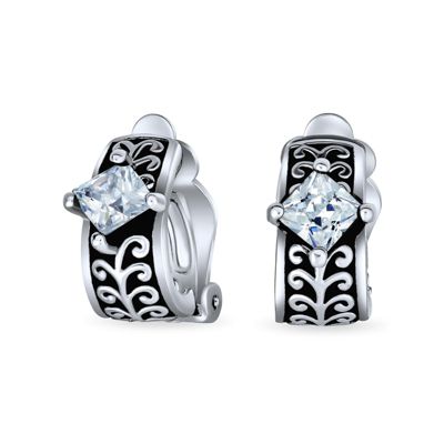 Серьги-клипсы Bling Jewelry Bali Crystal Vines Scroll Half Hoop