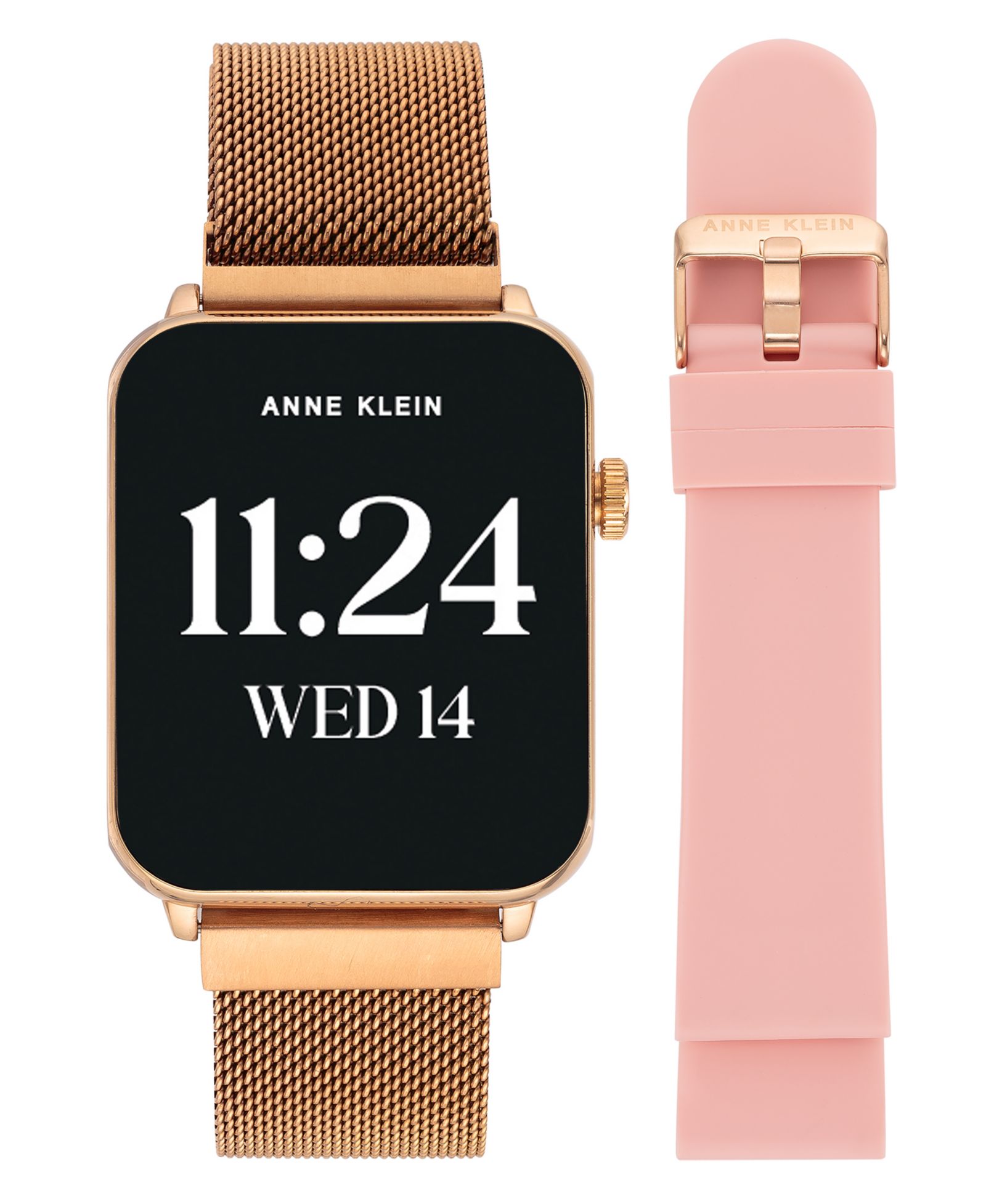 Anne Klein Женские смарт-часы Connect It Stellar с розовым золотым стальным браслетом и розовым силиконовым ремешком, 45mm