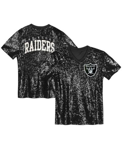 Женский топ Outerstuff Big Girls Black Las Vegas Raider's Wordmark Sequin V-Neck