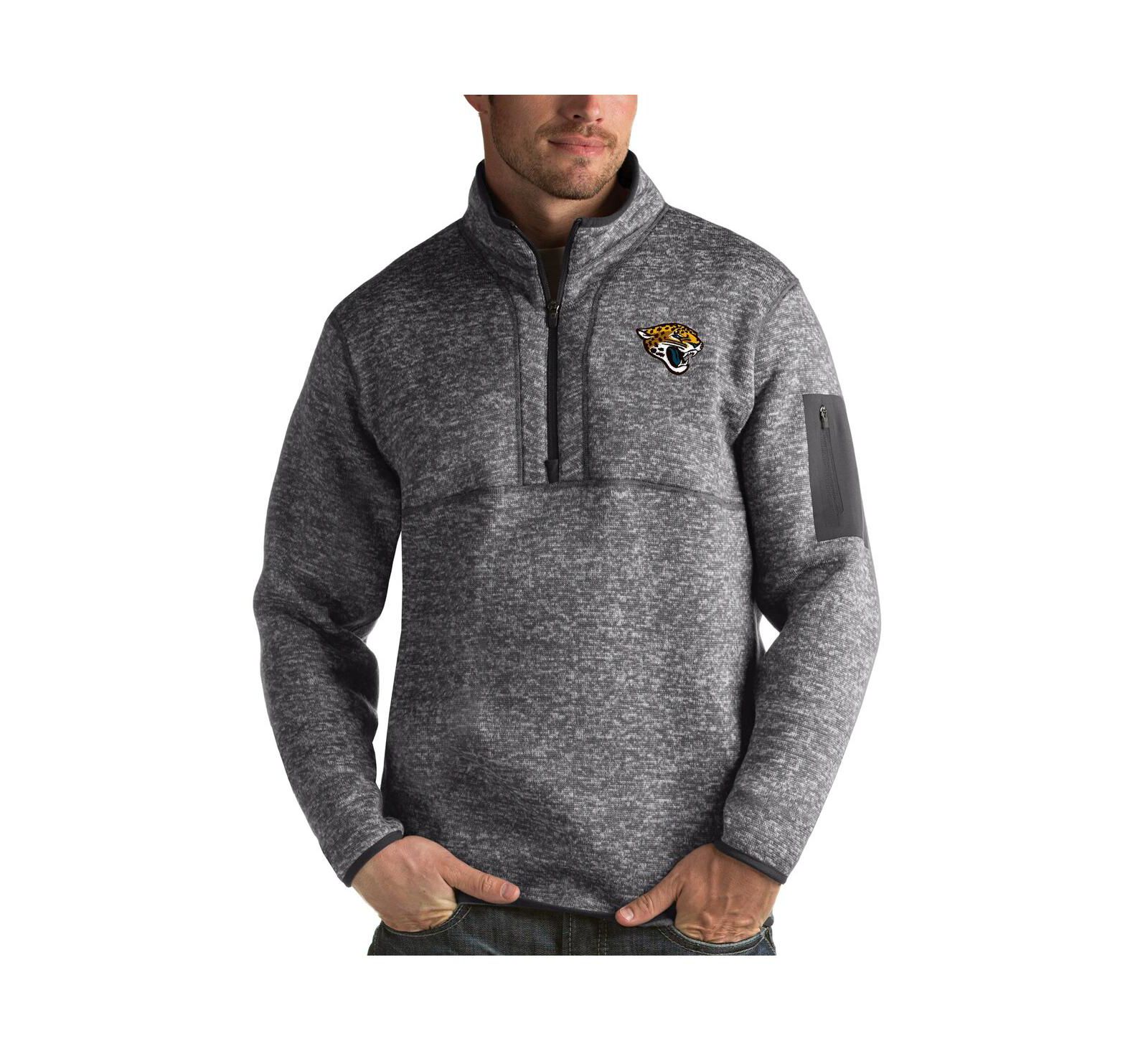 Antigua Men's Charcoal Jacksonville Jaguars Fortune Quarter-Zip Pullover Jacket