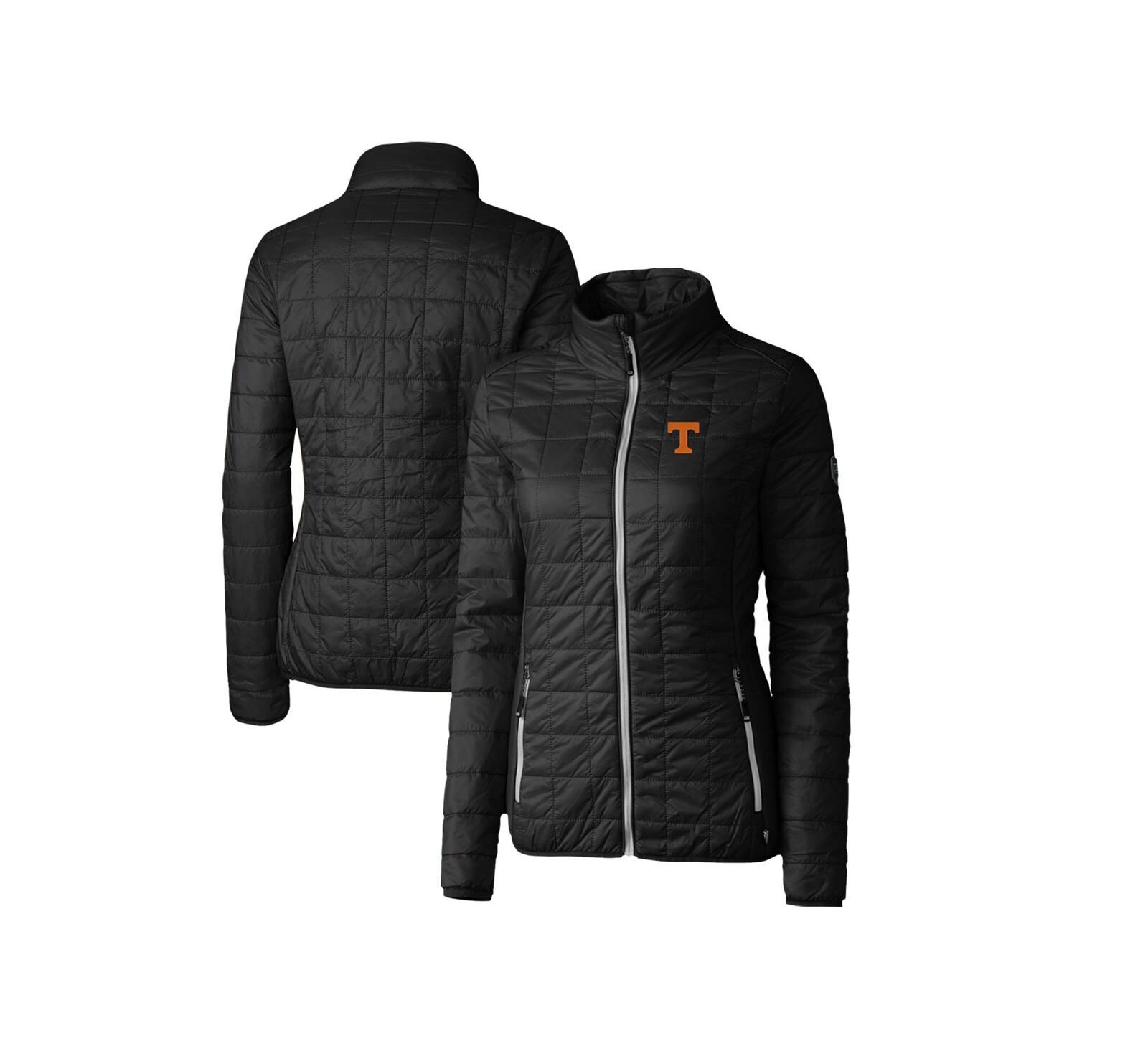 Cutter & Buck Женская чёрная утеплённая стёганая куртка на молнии Rainier Eco, Tennessee Volunteers