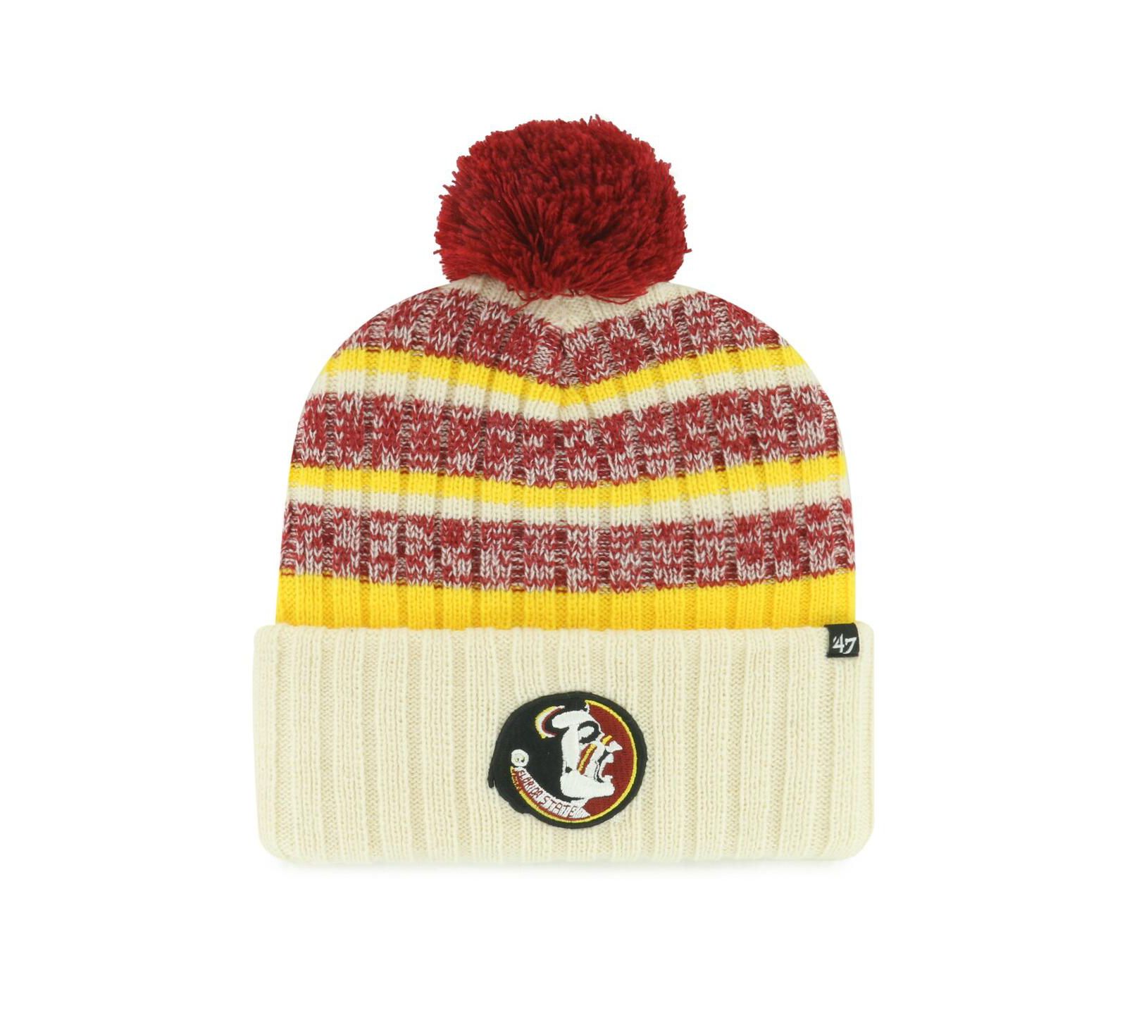 '47 Brand Men's Cream Florida State Seminoles Vintage Tavern Cuffed Knit Hat with Pom