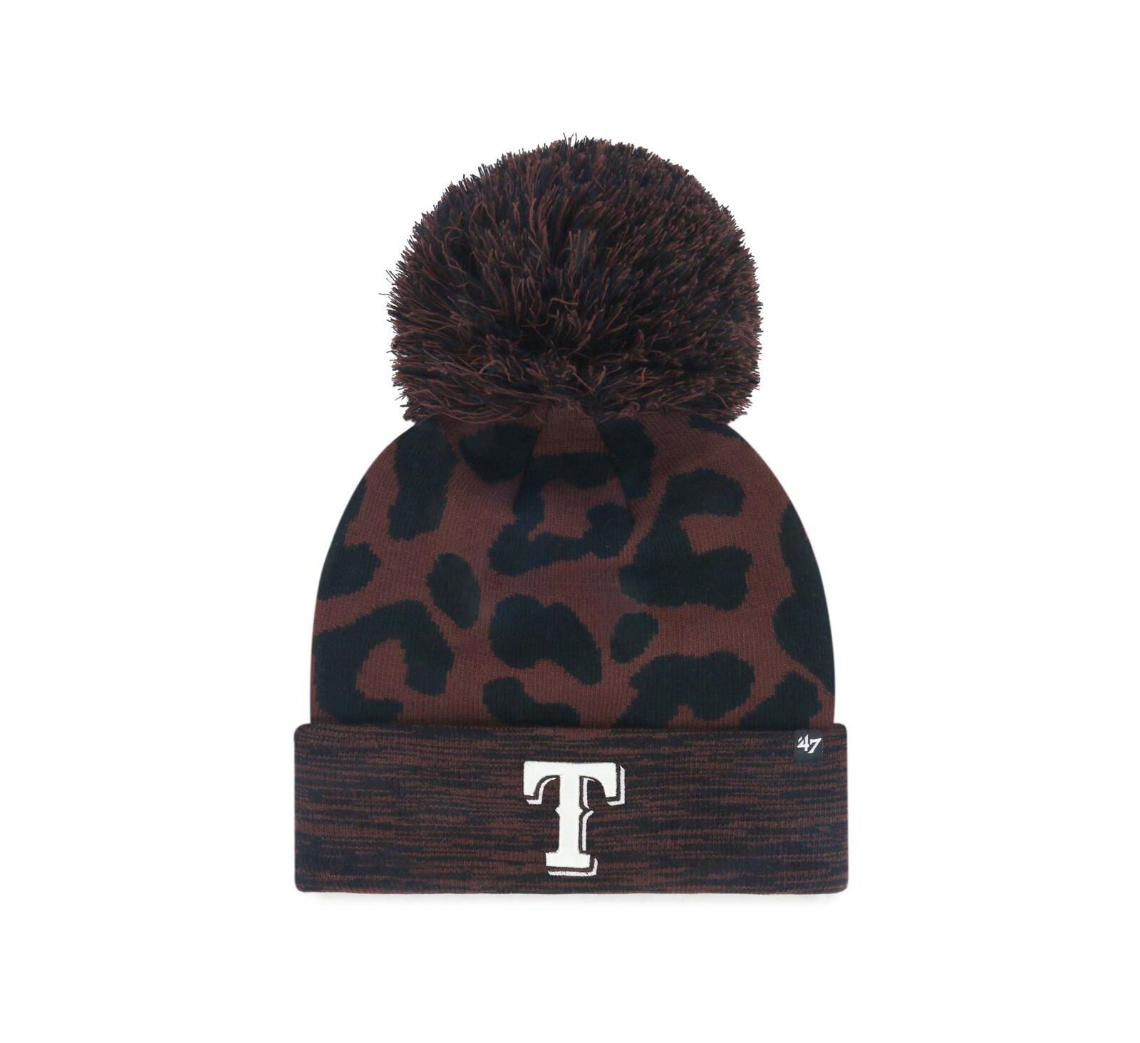 '47 Brand Women's Brown Texas Rangers Rosette Cuffed Knit Hat with Pom