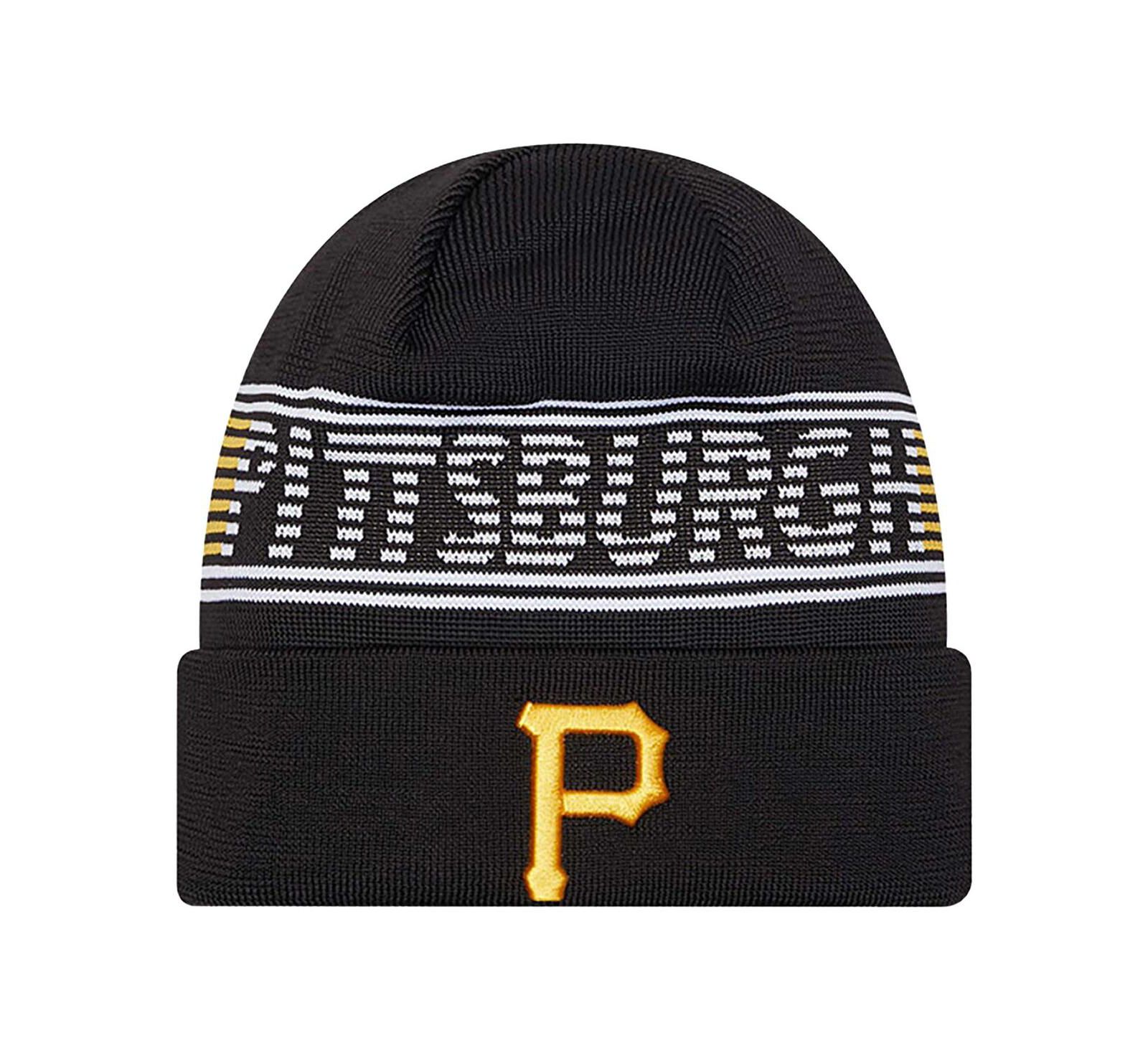 Мужская вязаная шапка New Era Pittsburgh Pirates Authentic Collection Black Cuffed