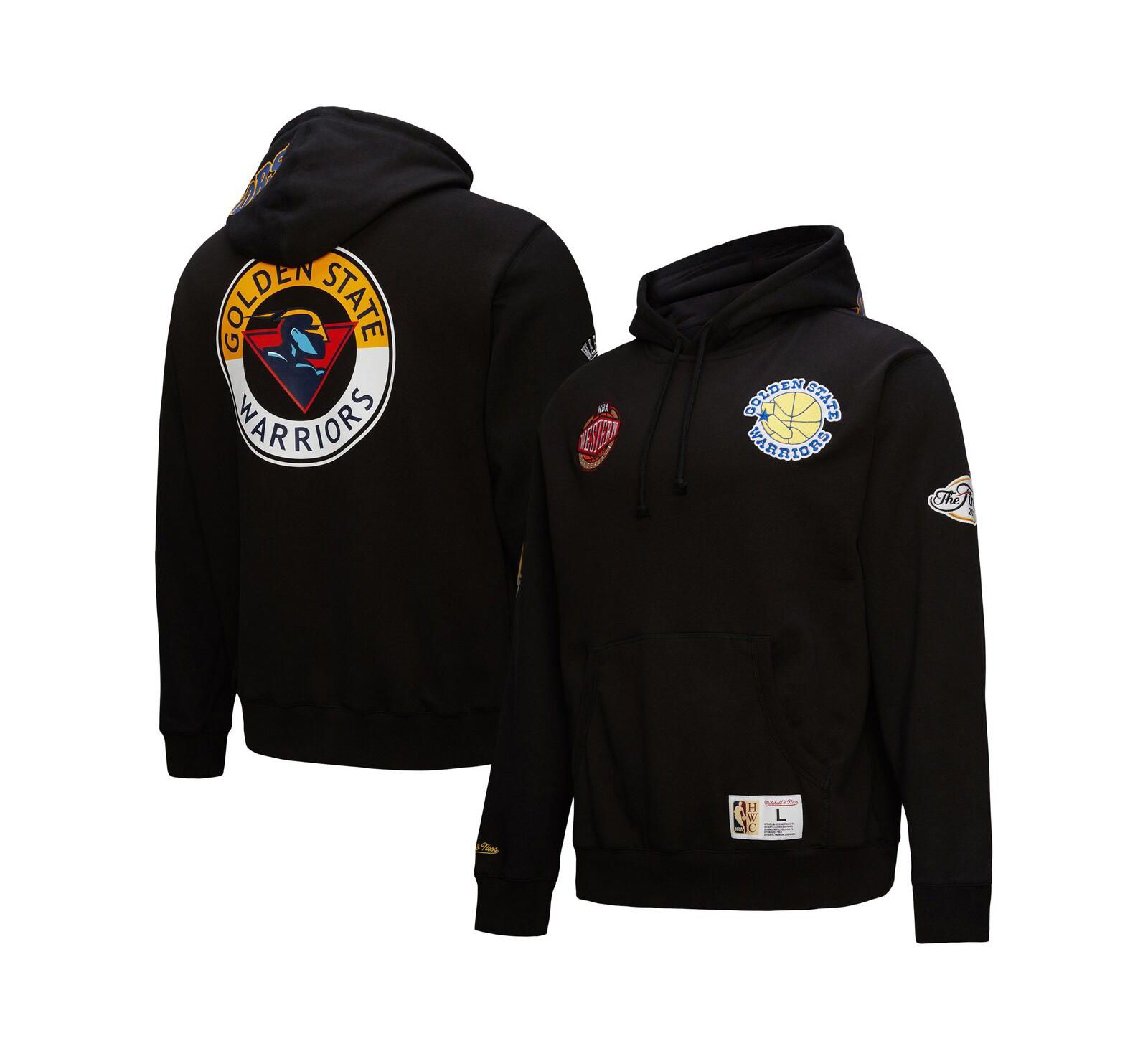 Мужское худи Mitchell & Ness Black Golden State Warriors Hardwood Classics Blackout Collection Pullover