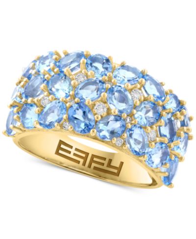 EFFY® Aquamarine (3-3/8 ct. t.w.) & Diamond (1/5 ct. t.w.) Cluster Ring in 14k Gold-Plated Sterling Silver