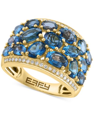 EFFY® London Blue Topaz (4-5/8 ct. t.w.) & Diamond (1/6 ct. t.w.) Cluster Ring in 14k Gold