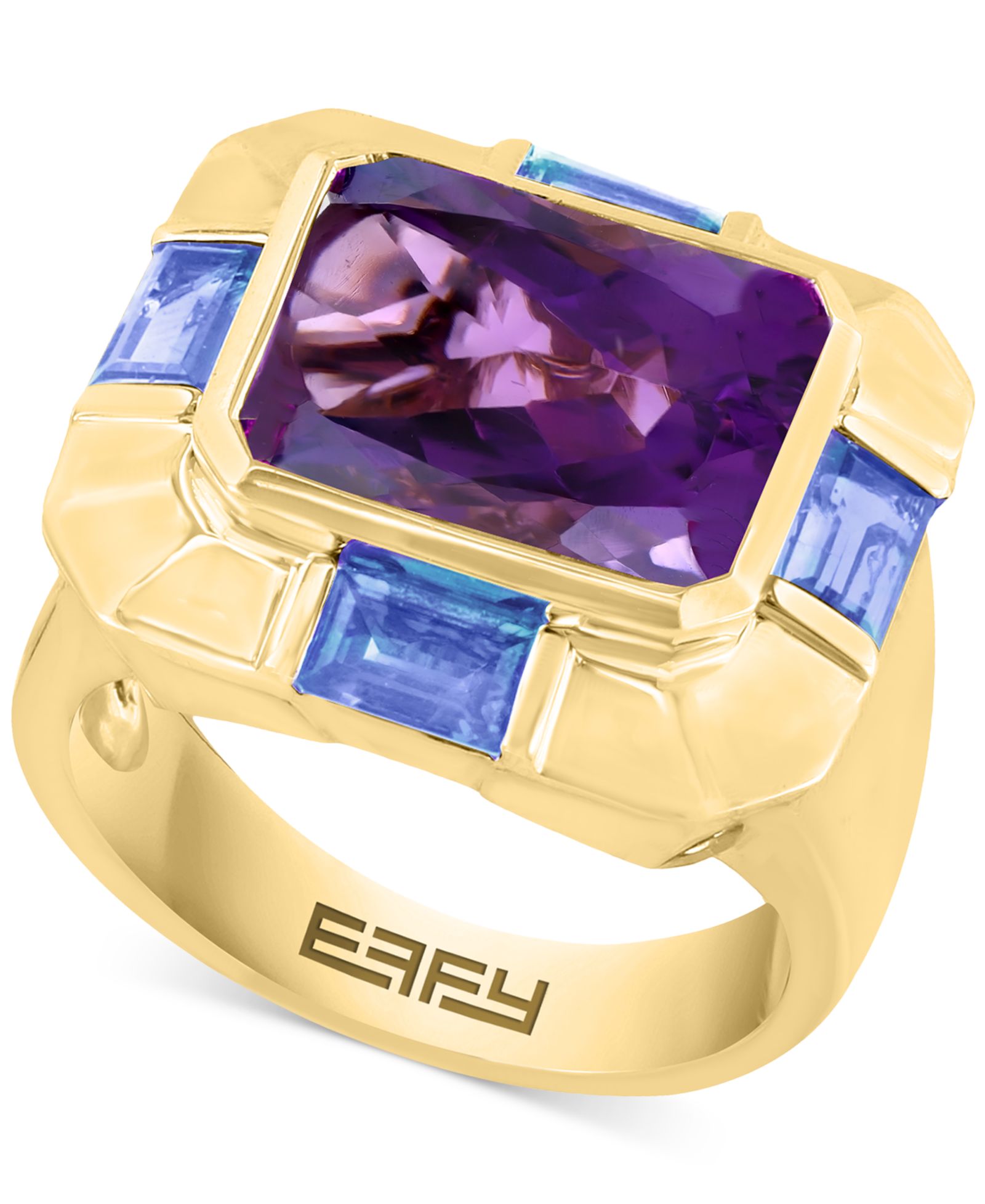 EFFY® Кольцо Statement с аметистом (5 ct. t.w.) и танзанитом (2-1/2 ct. t.w.) в позолоченном стерлинговом серебре 14k Gold