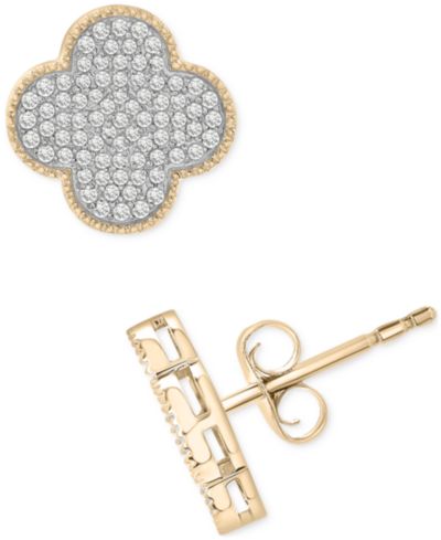 Macy's Мужские серьги-гвоздики Diamond Clover в 10k желтом золоте