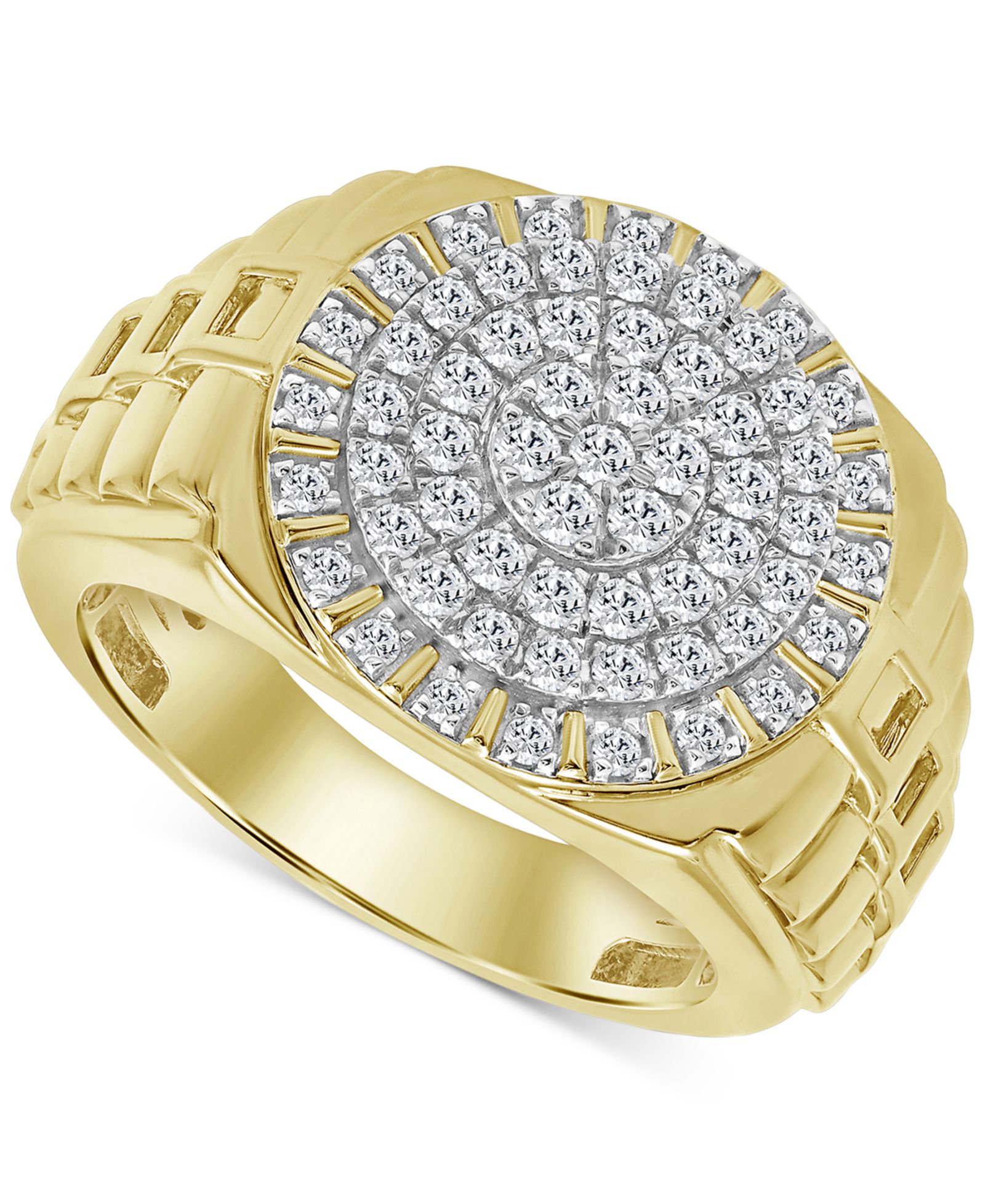Мужское кольцо с бриллиантами Diamond Sunburst Link в 10k Gold