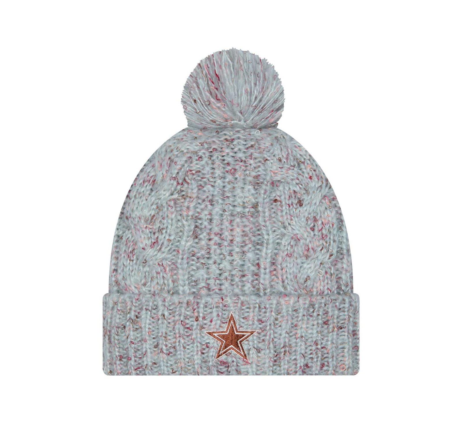 Женская вязаная шапка New Era Blue Dallas Cowboys Trendy Tone Cuffed с помпоном
