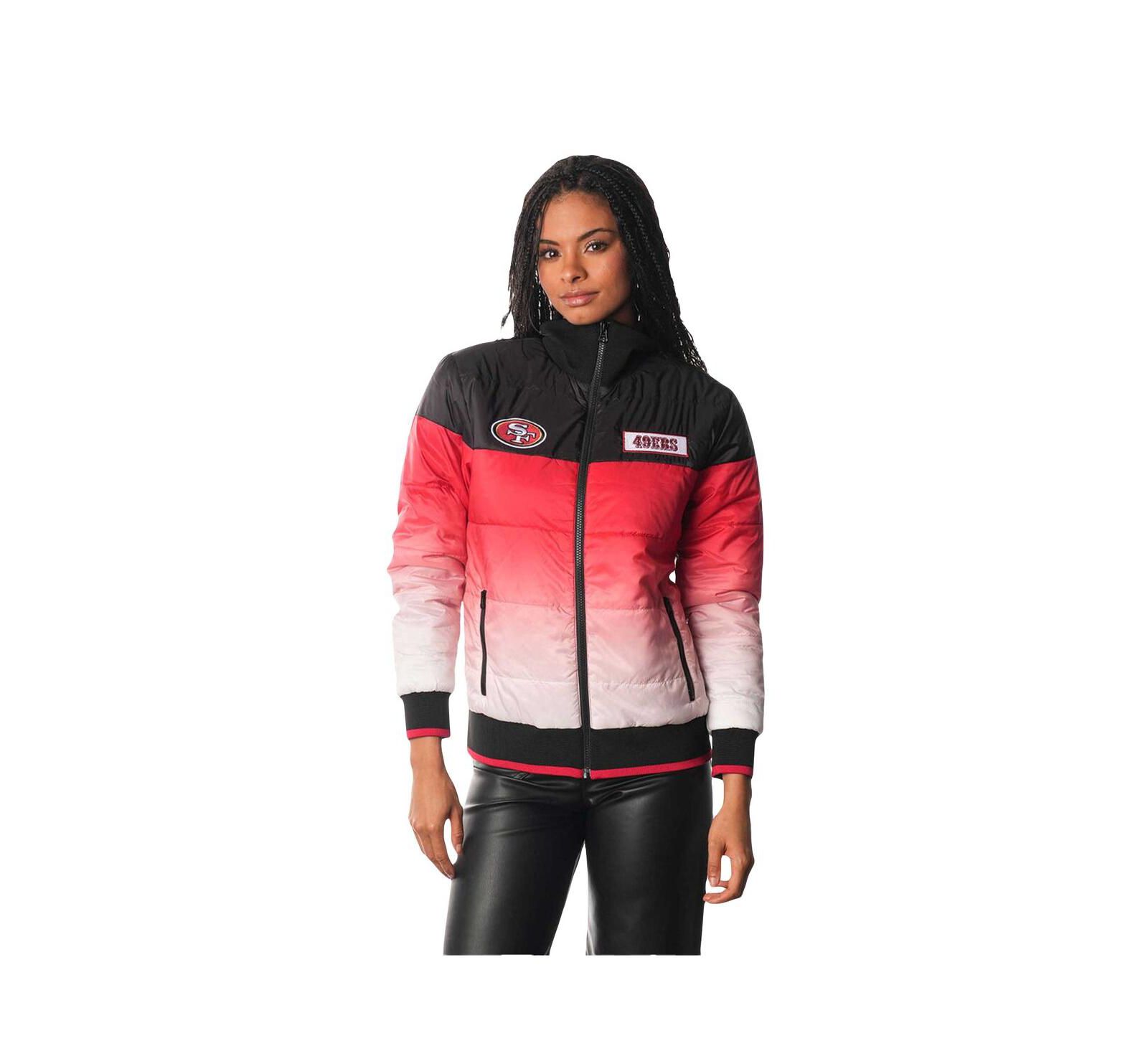 The Wild Collective Women's Scarlet San Francisco 49ers Ombre Full-Zip Puffer Jacket