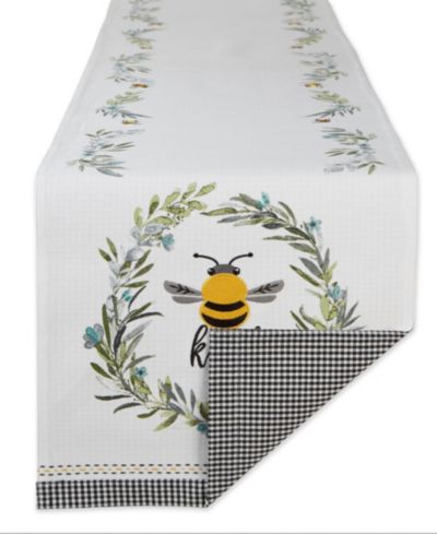 Design Imports Скатерть Bee Kind Reversible Embellished 14" x 108"