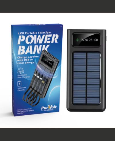 Pursonic Solarsync Solar LED Flashlight Power Bank for Smartphones and Tablets