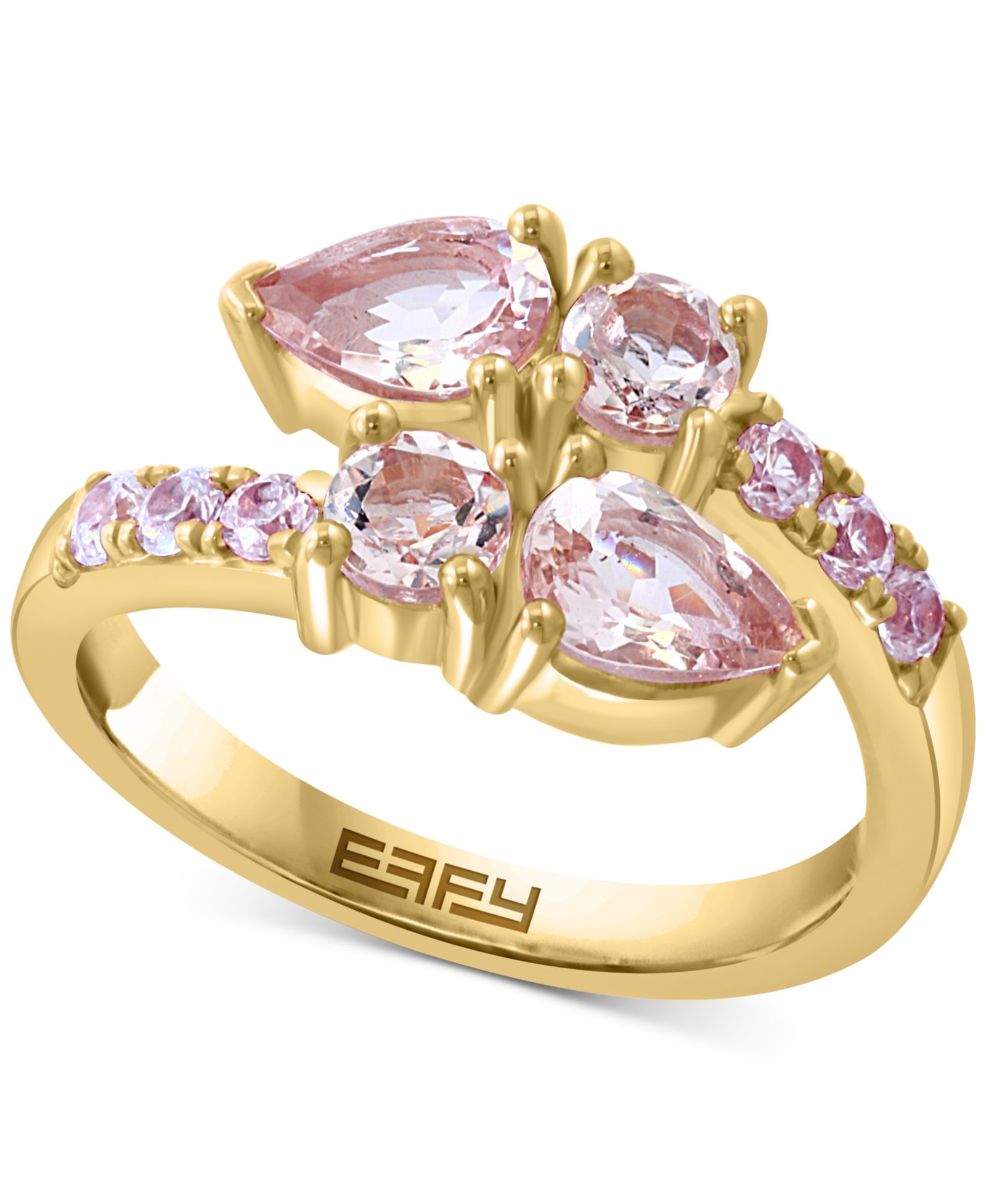 EFFY® Кольцо Bypass с морганитом (1-3/4 ct. t.w.) и цирконом (3/8 ct. t.w.) в 14k золоте поверх серебра