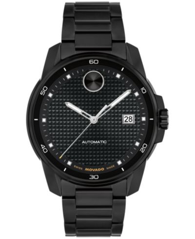 Мужские часы Movado Men's Bold Verso Swiss Automatic Ionic Plated Black Steel, 41mm