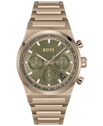 Мужские часы Hugo Boss Candor Quartz Chronograph Ionic Plated Beige Gold-Tone Stainless-Steel, 41mm