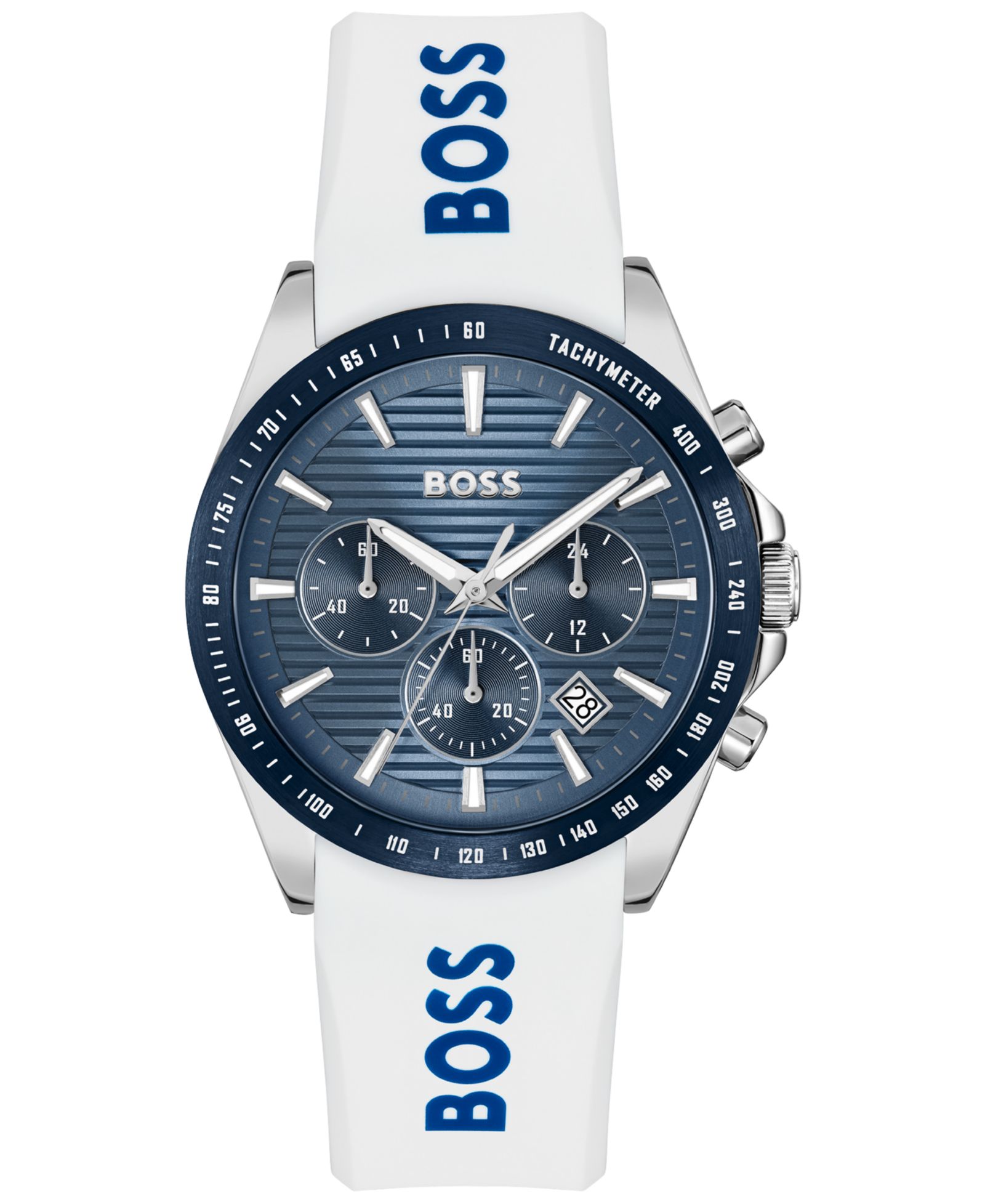 Мужские часы Hugo Boss Strike Quartz Chronograph с белым силиконовым ремешком, 41mm