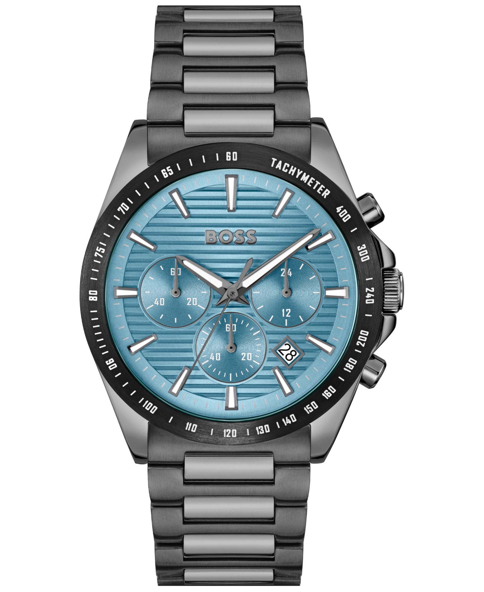 Hugo Boss Мужские часы Strike Quartz Chronograph Ionic Plated Gray Stainless-Steel 41mm