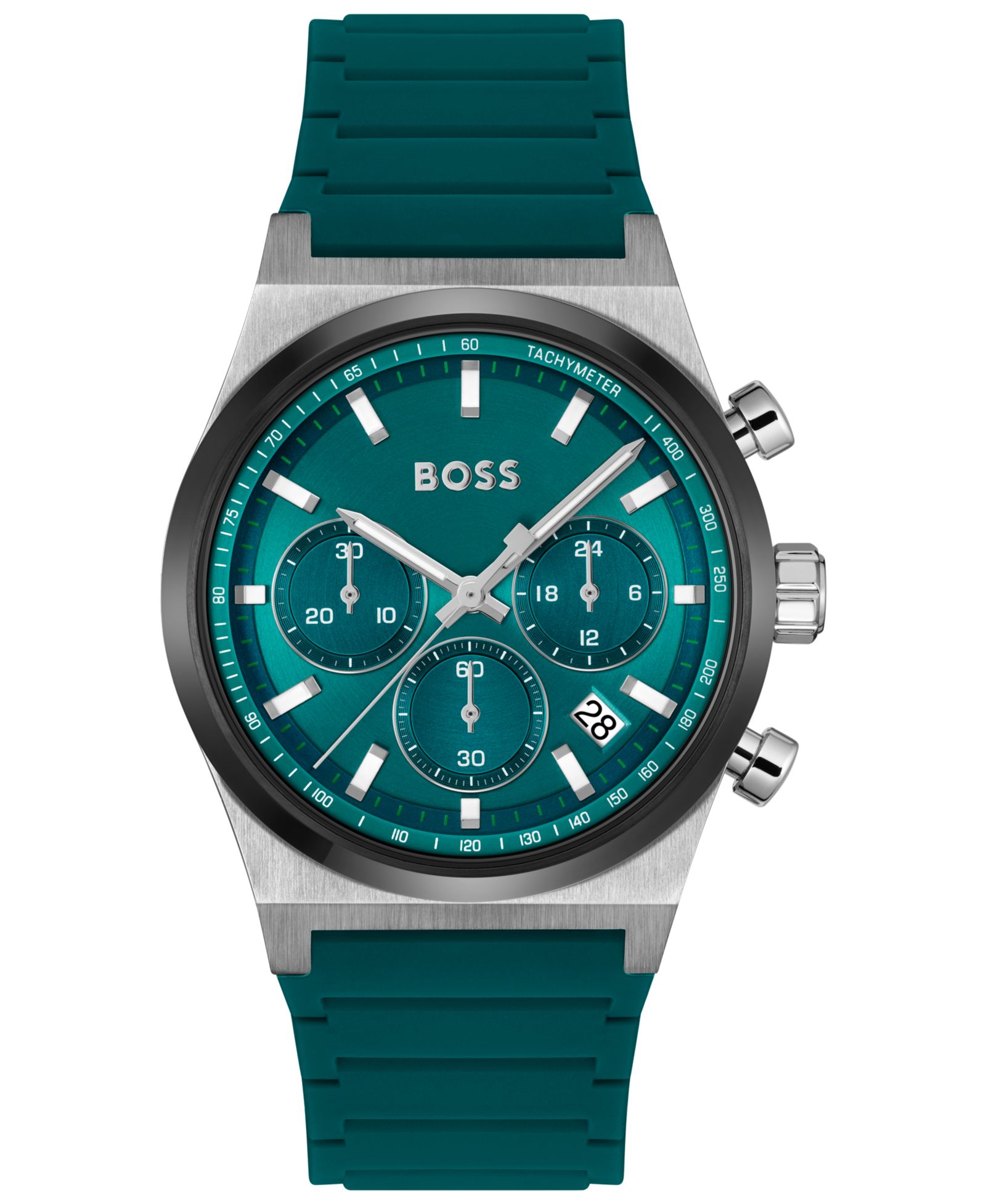 Hugo Boss Men's Candor Quartz Chronograph Green Silicone Watch, 41mm