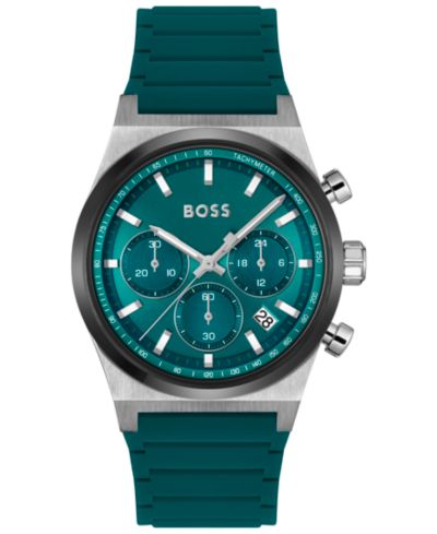 Мужские часы Hugo Boss Candor Quartz Chronograph Green Silicone, 41mm