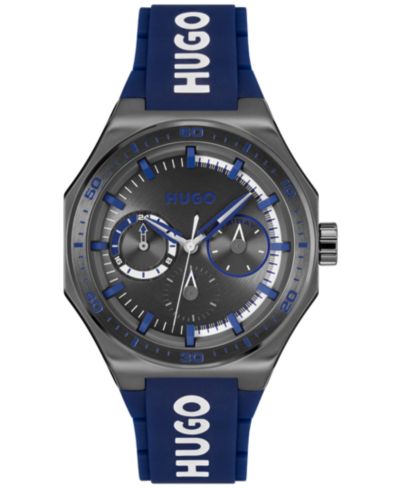 Hugo Boss Men's Grail Sport Quartz Multifunction Blue Silicone Watch, 44mm