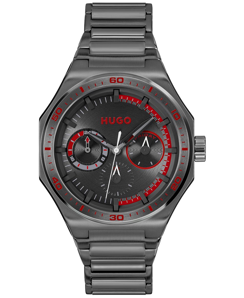 Мужские часы Hugo Boss Grail Sport Quartz Multifunction Ionic Plated Gray Stainless-Steel, 44mm