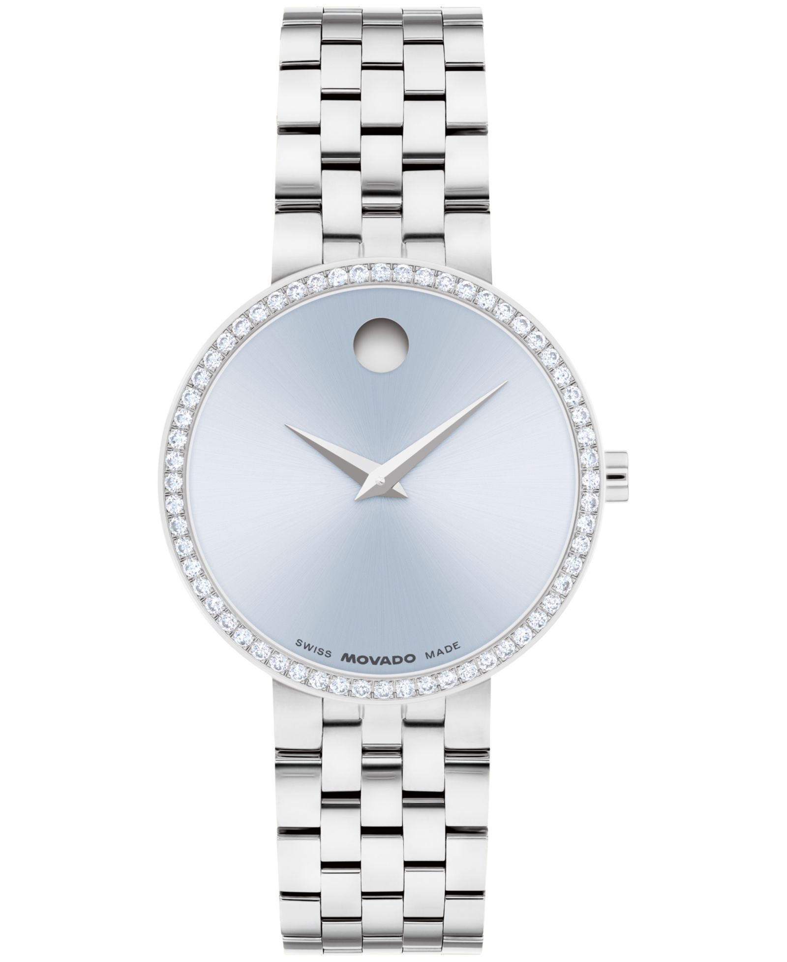 Часы Movado Women's Museum Classic Lab Grown Diamond Swiss Quartz Stainless-Steel, 29.5mm