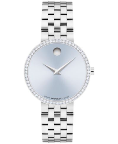 Movado Women's Museum Classic Lab Grown Diamond Swiss Quartz Stainless-Steel Watch, 29.5mm