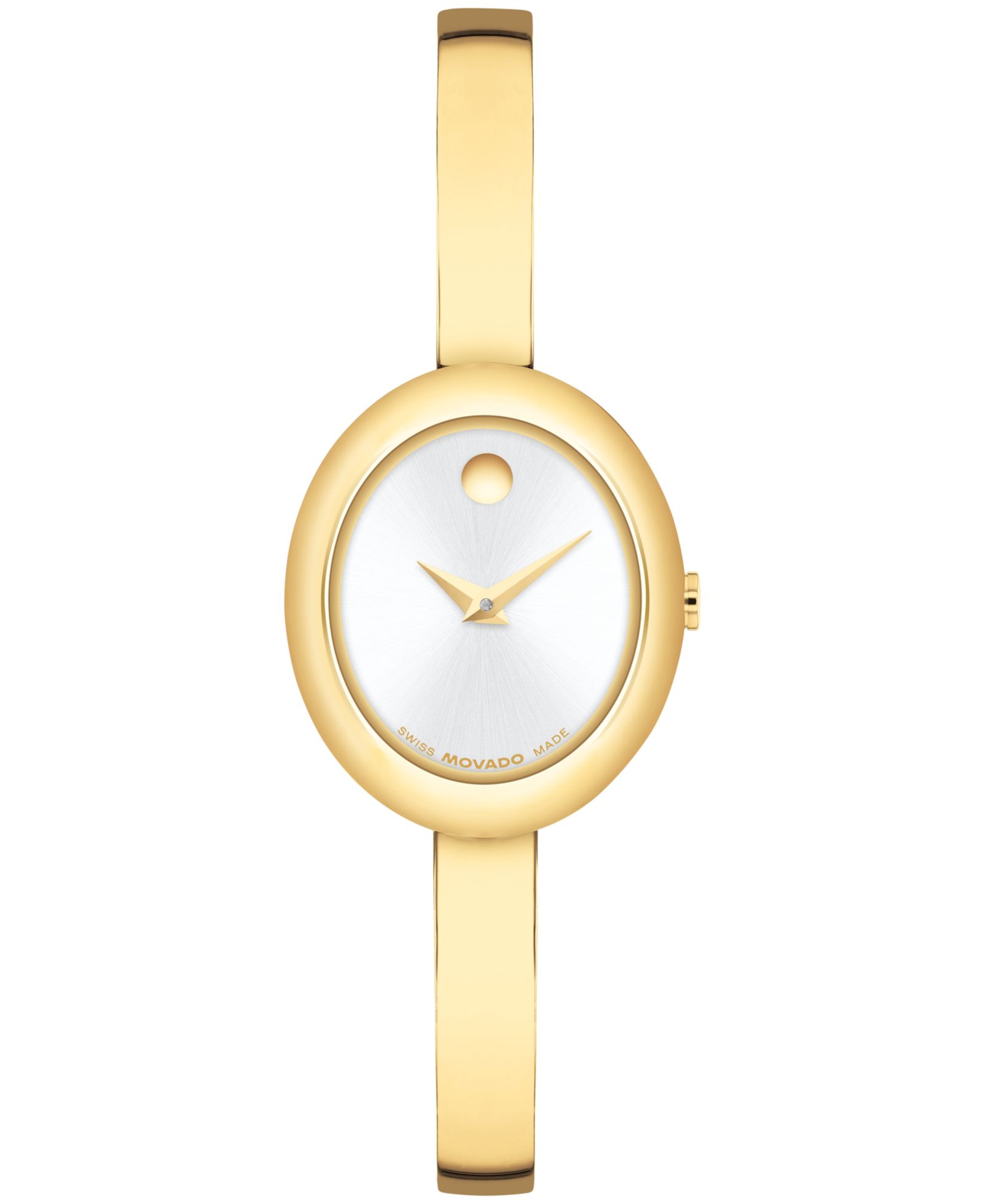 Женские швейцарские кварцевые часы Movado Museum Oval с желтым PVD покрытием, 22 x 26mm