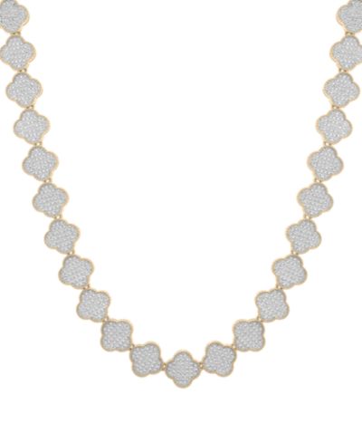 Мужское ожерелье с клевером Diamond 22" в 14k золотом и стерлинговом серебре